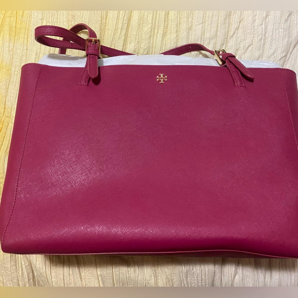 Tory Burch Tote Raspberry laptop work bag GREAT CONDITION!